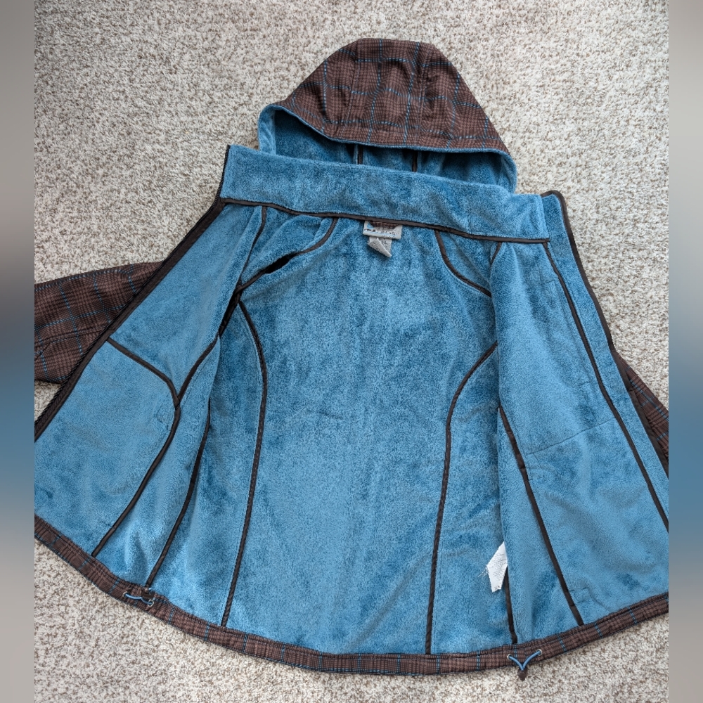 Free Country Brown Plaid Jacket with Aqua Fleece Lining Medium - Picture 10 of 14